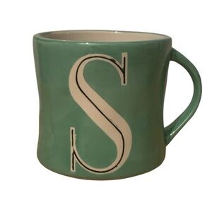 Anthropologie Hand Painted Monogram Letter S Coffee Mug